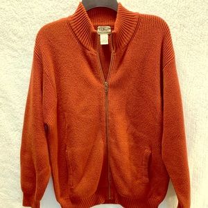 LL Bean men’s red zip up knit sweater/cardigan